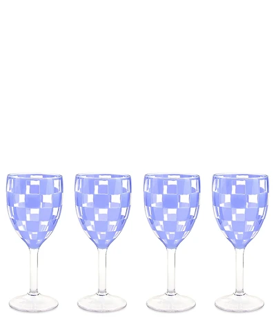 MacKenzie-Childs Check Acrylic Wine Goblets, Set of 4