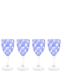 MacKenzie-Childs Check Acrylic Wine Goblets, Set of 4
