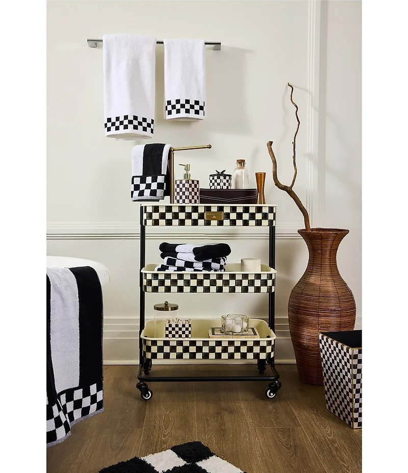 MacKenzie-Childs Check Border Open Stock Cotton Bath Towels