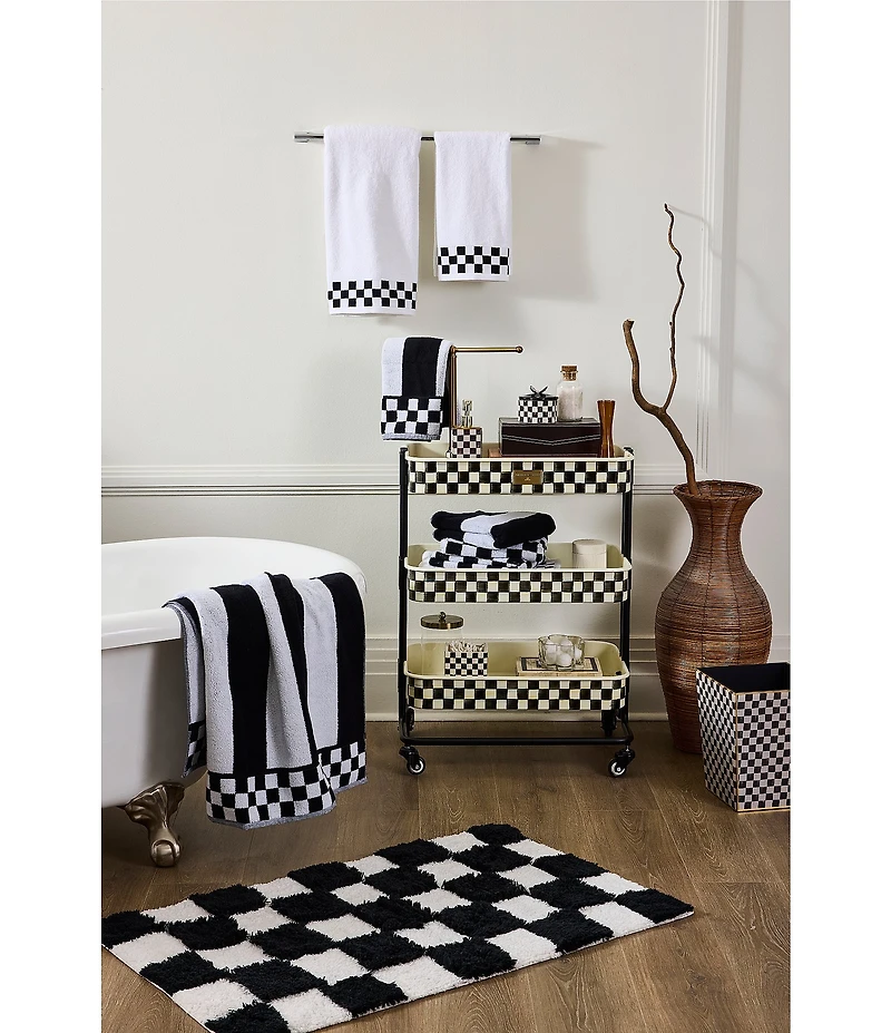 MacKenzie-Childs Check Border Open Stock Cotton Bath Towels