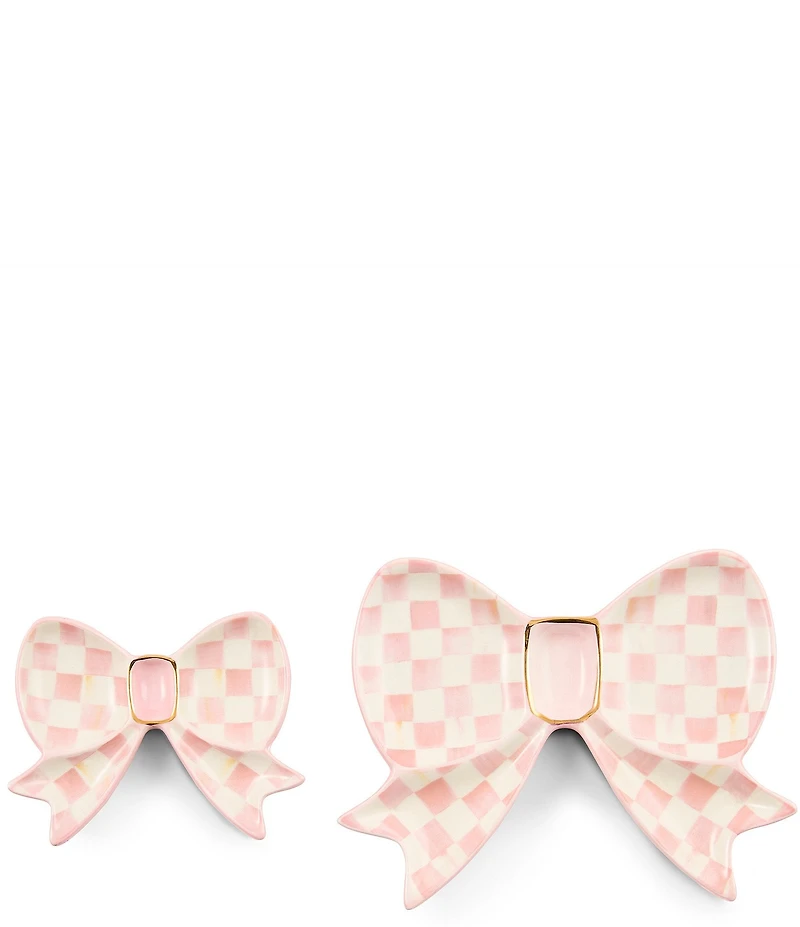 MacKenzie-Childs Check Bow Trinket Dishes, Set Of 2