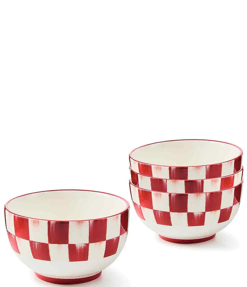 MacKenzie-Childs Check Breakfast Bowls, Set of 4