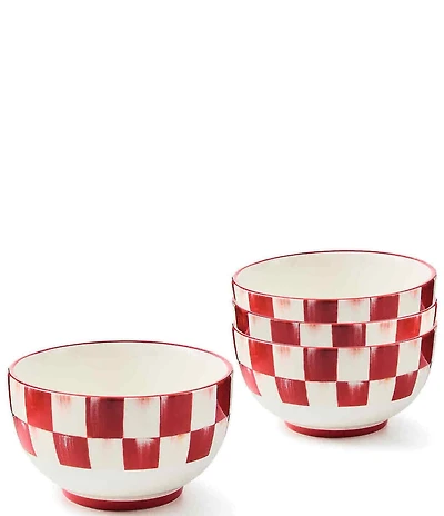 MacKenzie-Childs Check Breakfast Bowls, Set of 4