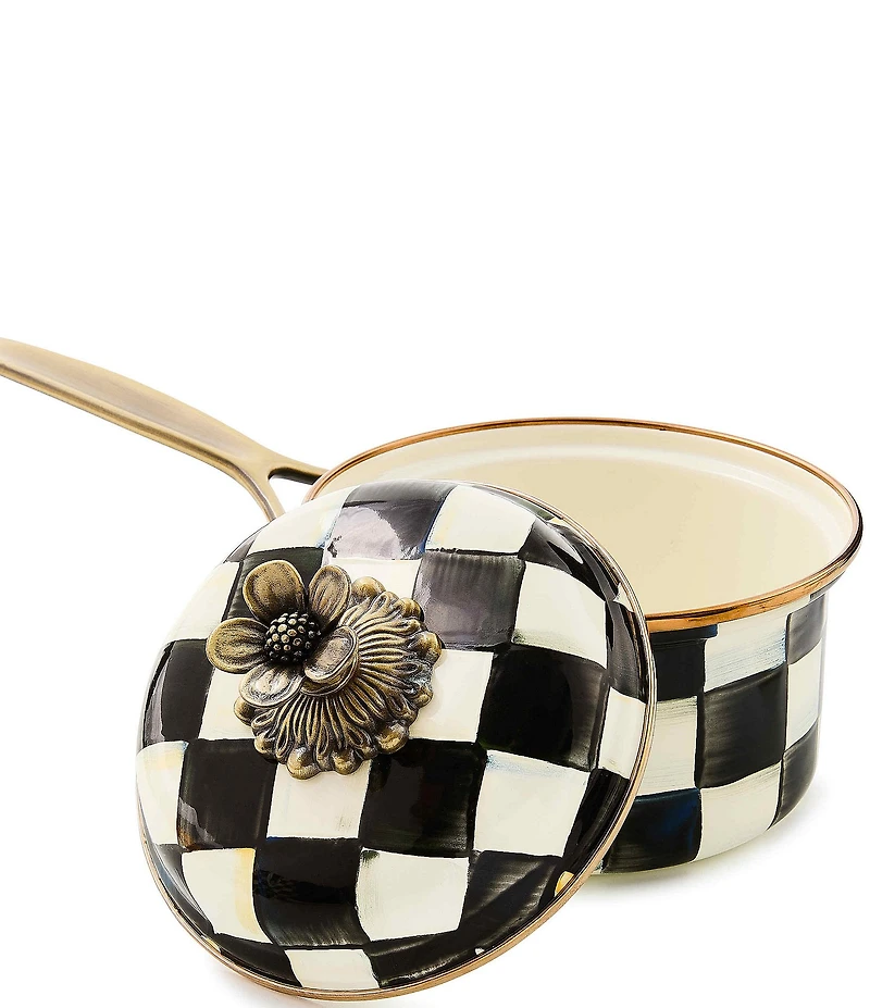 MacKenzie-Childs Check Enamel Covered Saucepan, 1 Qt.