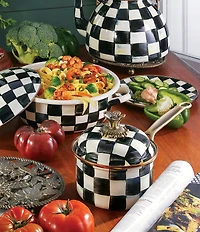 MacKenzie-Childs Check Enamel Covered Saucepan, 1 Qt.