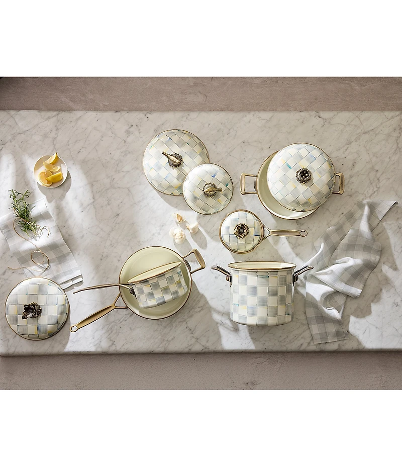 MacKenzie-Childs Check® Enamel 1- Quart Covered Saucepan