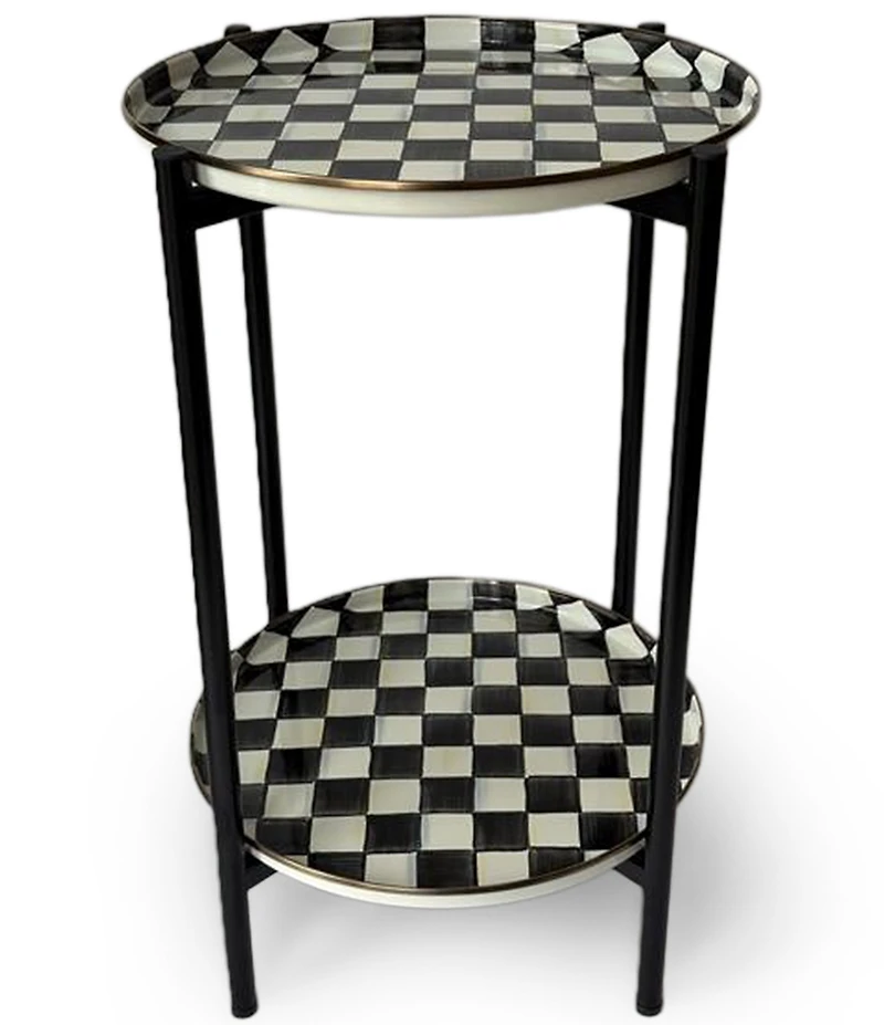 MacKenzie-Childs Check® Enamel 2-Tier Cocktail Side Table