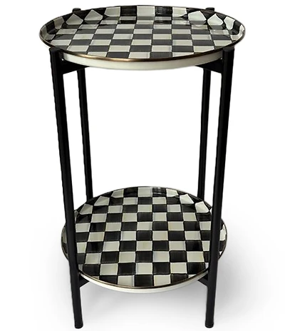 MacKenzie-Childs Check® Enamel 2-Tier Cocktail Side Table