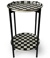 MacKenzie-Childs Check® Enamel 2-Tier Cocktail Side Table