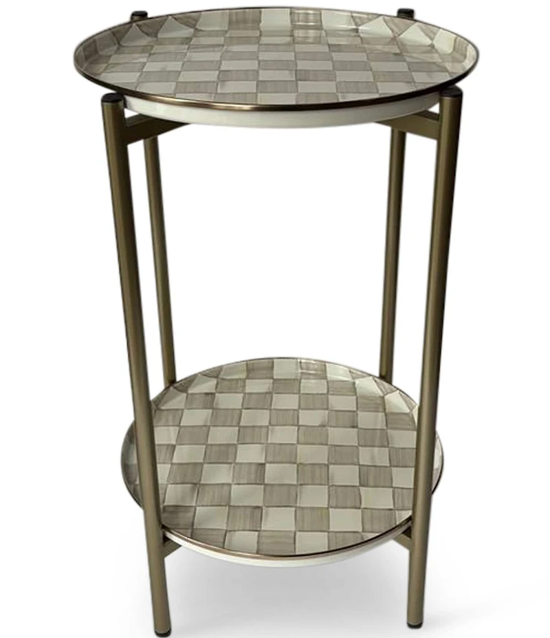 MacKenzie-Childs Check® Enamel 2-Tier Cocktail Side Table