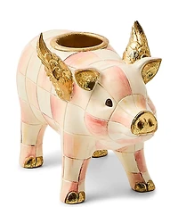 MacKenzie-Childs Check Flying Pig Candle Holder