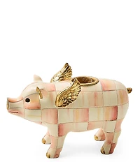 MacKenzie-Childs Check Flying Pig Candle Holder