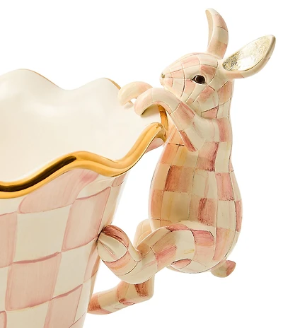 MacKenzie-Childs Outdoor Garden Collection Check Funny Bunny Pot Climber Decorative Figurine