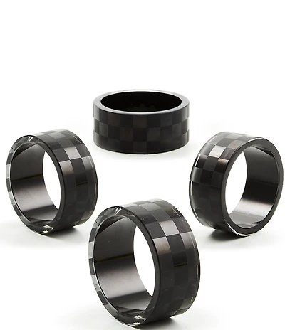 MacKenzie-Childs Check Glass Napkin Rings, Set of 4