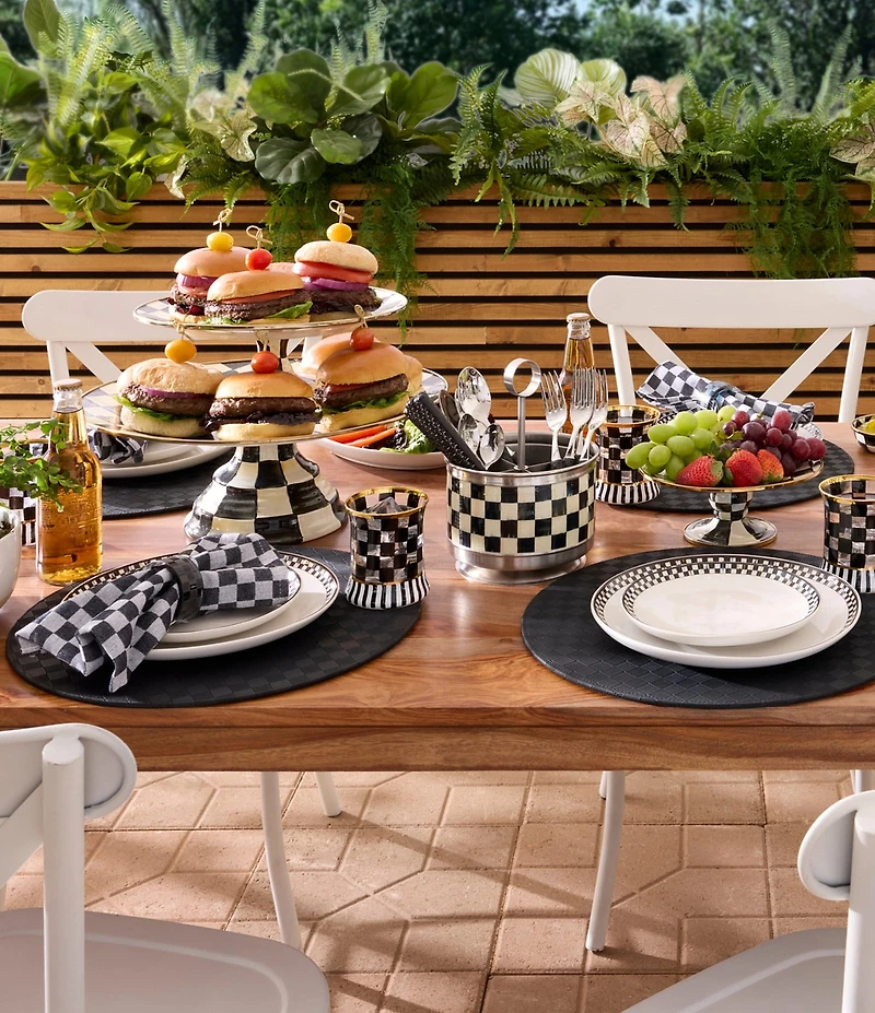 MacKenzie-Childs Check Glass Napkin Rings, Set of 4