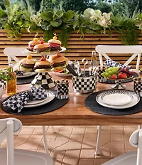 MacKenzie-Childs Check Glass Napkin Rings, Set of 4