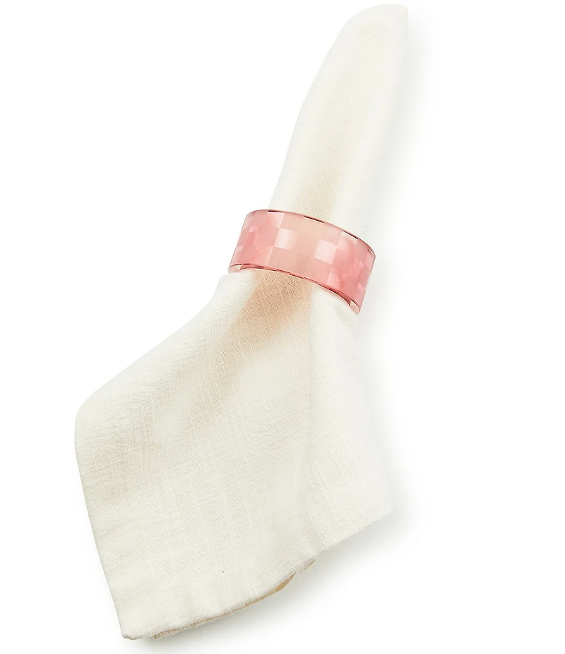 MacKenzie-Childs Check Glass Napkin Rings, Set of 4