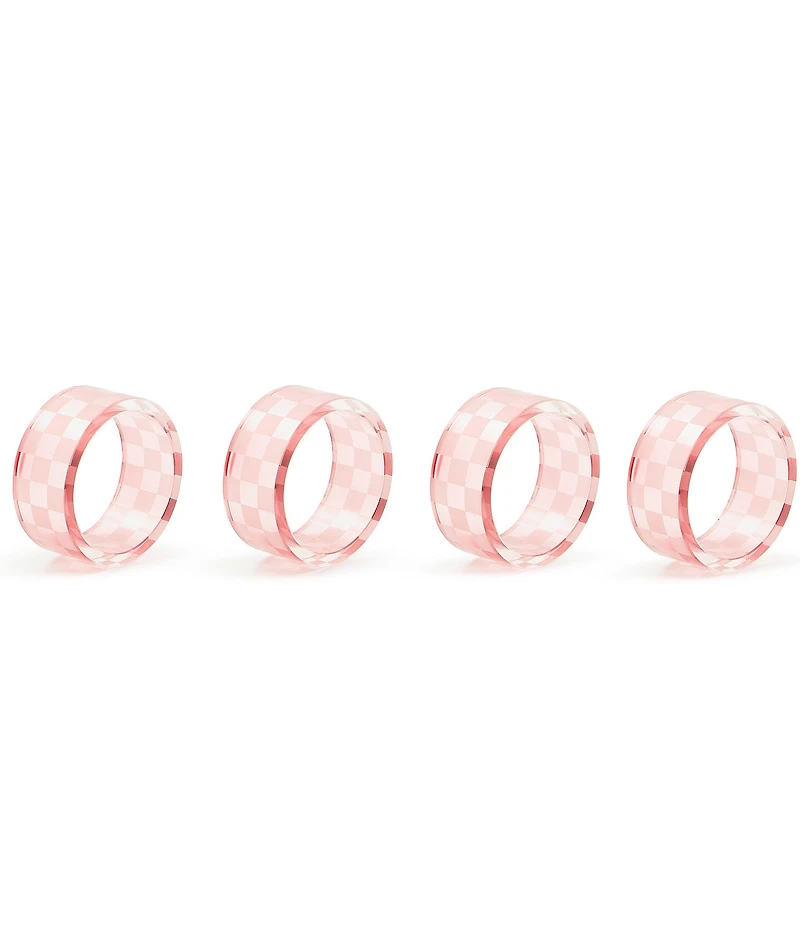 MacKenzie-Childs Check Glass Napkin Rings, Set of 4