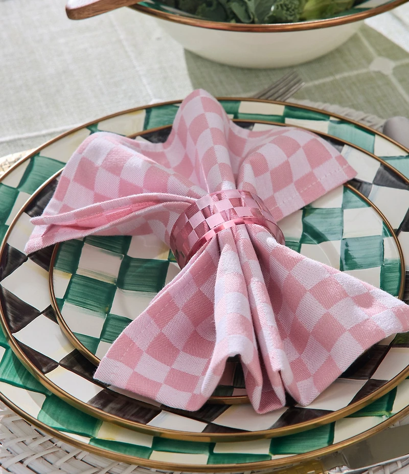 MacKenzie-Childs Check Glass Napkin Rings, Set of 4
