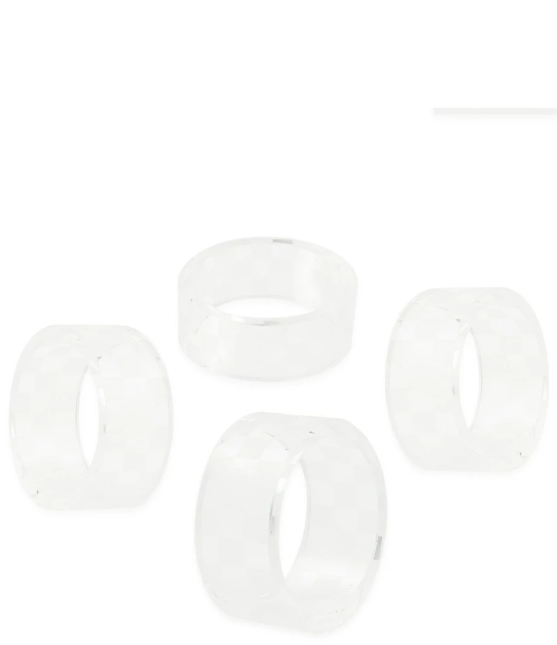 MacKenzie-Childs Check Glass Napkin Rings, Set of 4