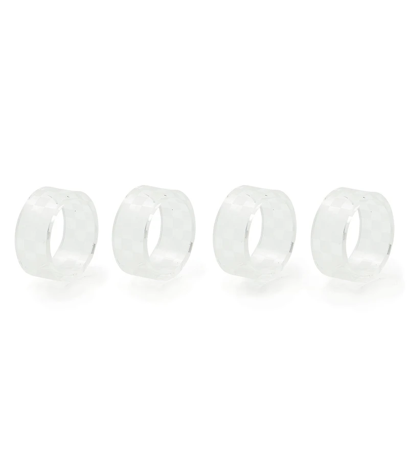 MacKenzie-Childs Check Glass Napkin Rings, Set of 4