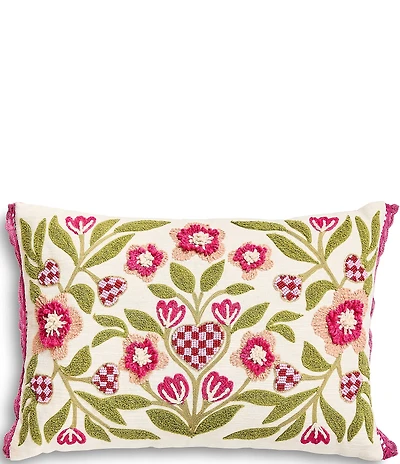 MacKenzie-Childs Check Hearts Lumbar Throw Pillow
