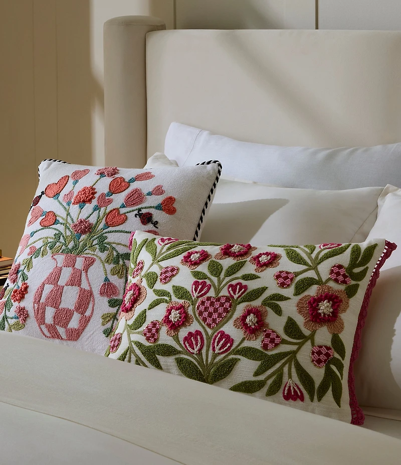 MacKenzie-Childs Check Hearts Lumbar Throw Pillow