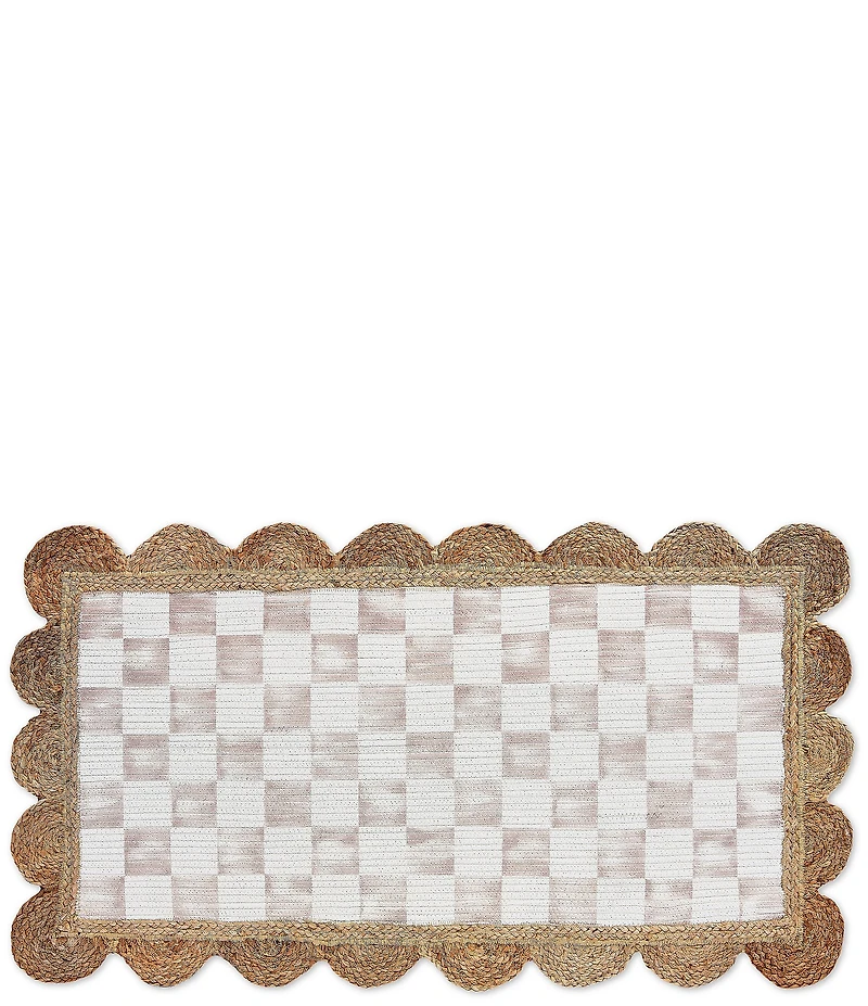 MacKenzie-Childs Check Jute Scallop Edge Kitchen Rug