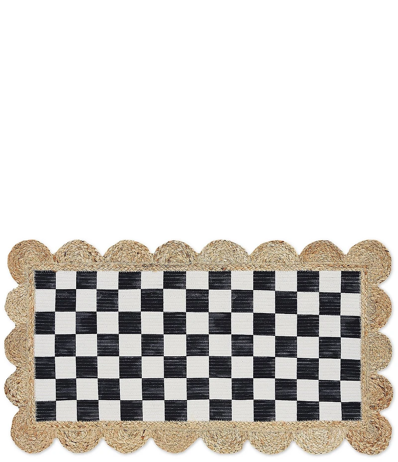 MacKenzie-Childs Check Jute Scallop Edge Kitchen Rug