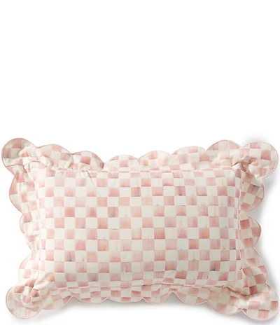 MacKenzie-Childs Check Reversible Scalloped Lumbar Throw Pillow