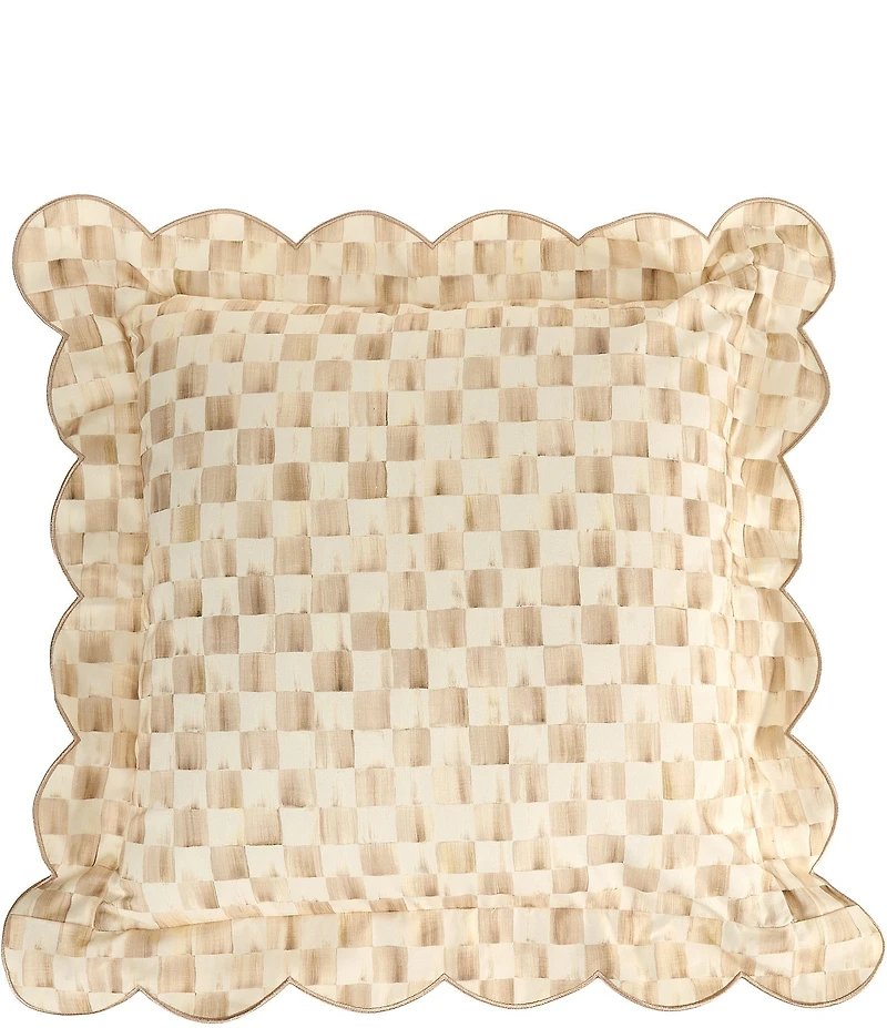 MacKenzie-Childs Check Reversible Scalloped Throw Pillow