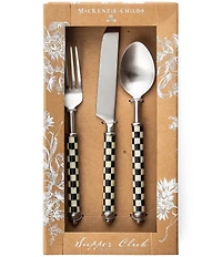 MacKenzie-Childs Check Supper Club Stainless Steel 3-Piece Plate Setting