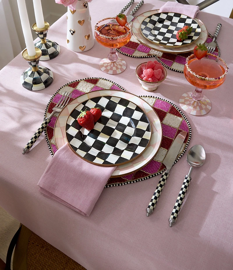 MacKenzie-Childs Check Supper Club Stainless Steel 3-Piece Plate Setting