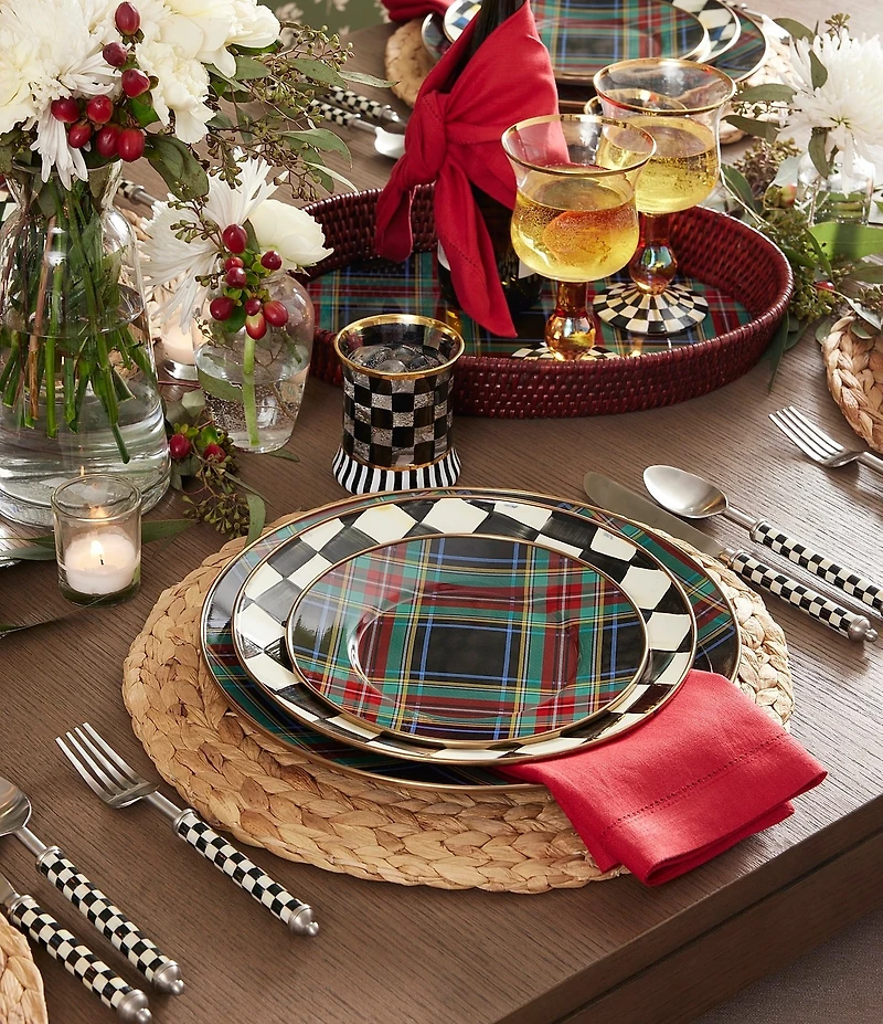 MacKenzie-Childs Check Supper Club Stainless Steel 3-Piece Plate Setting