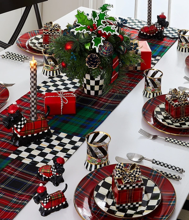 MacKenzie-Childs Check Supper Club Stainless Steel 3-Piece Plate Setting
