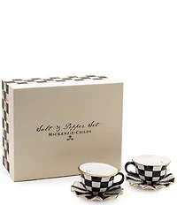 Mackenzie-Childs Check Teacup Salt & Pepper Set