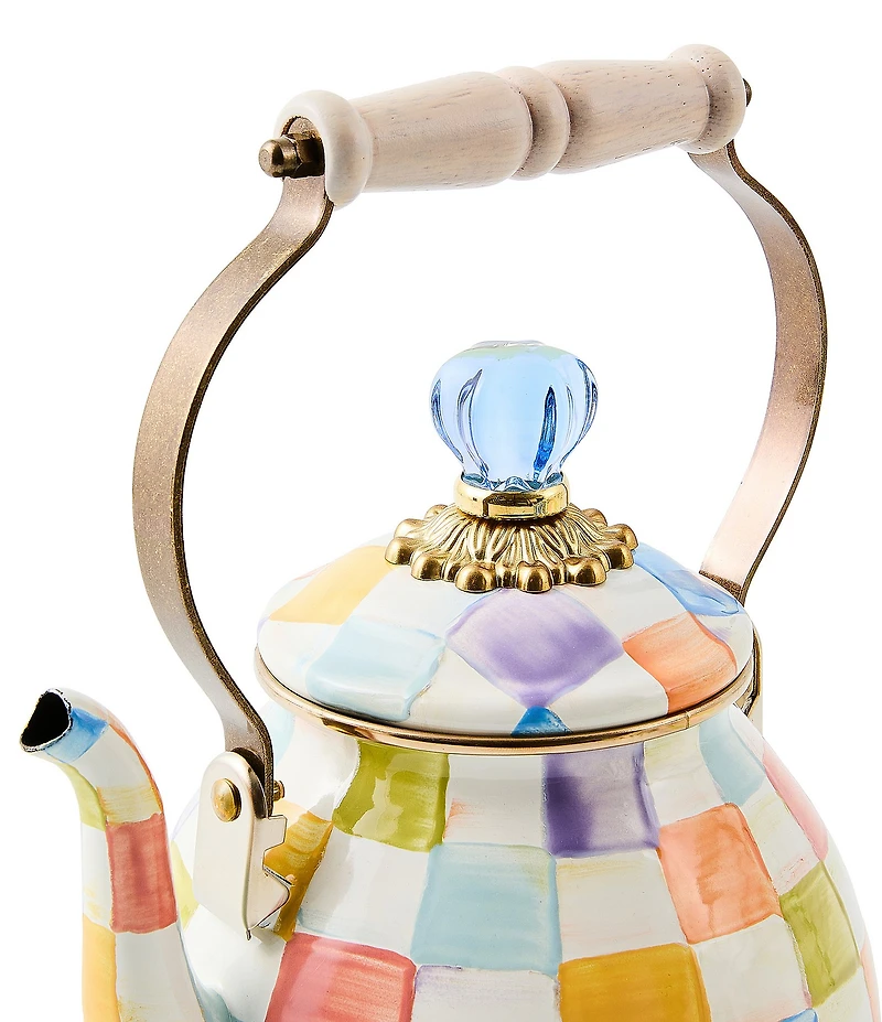 MacKenzie-Childs Confetti Check Enamel 2-Quart Tea Kettle