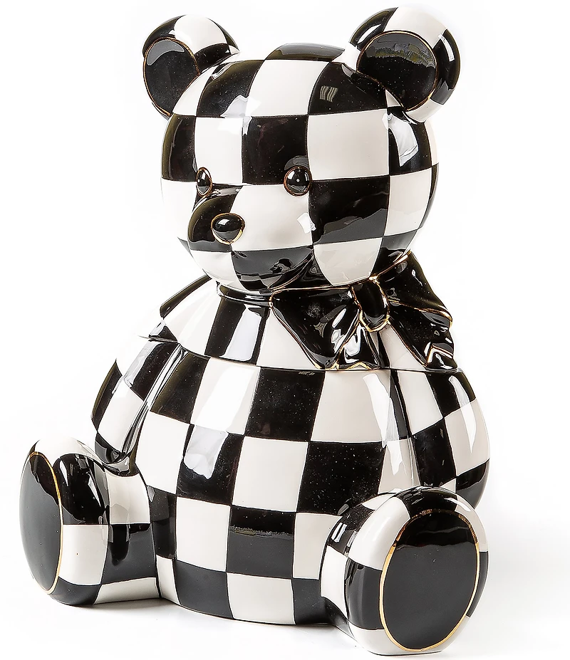 MacKenzie-Childs Check Bear Ceramic Cookie Jar