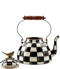MacKenzie-Childs Courtly Check Bird Detail 3 Quart Tea Kettle