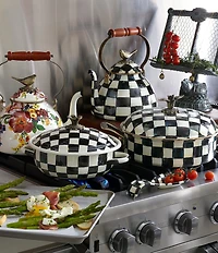 MacKenzie-Childs Courtly Check Bird Detail 3 Quart Tea Kettle