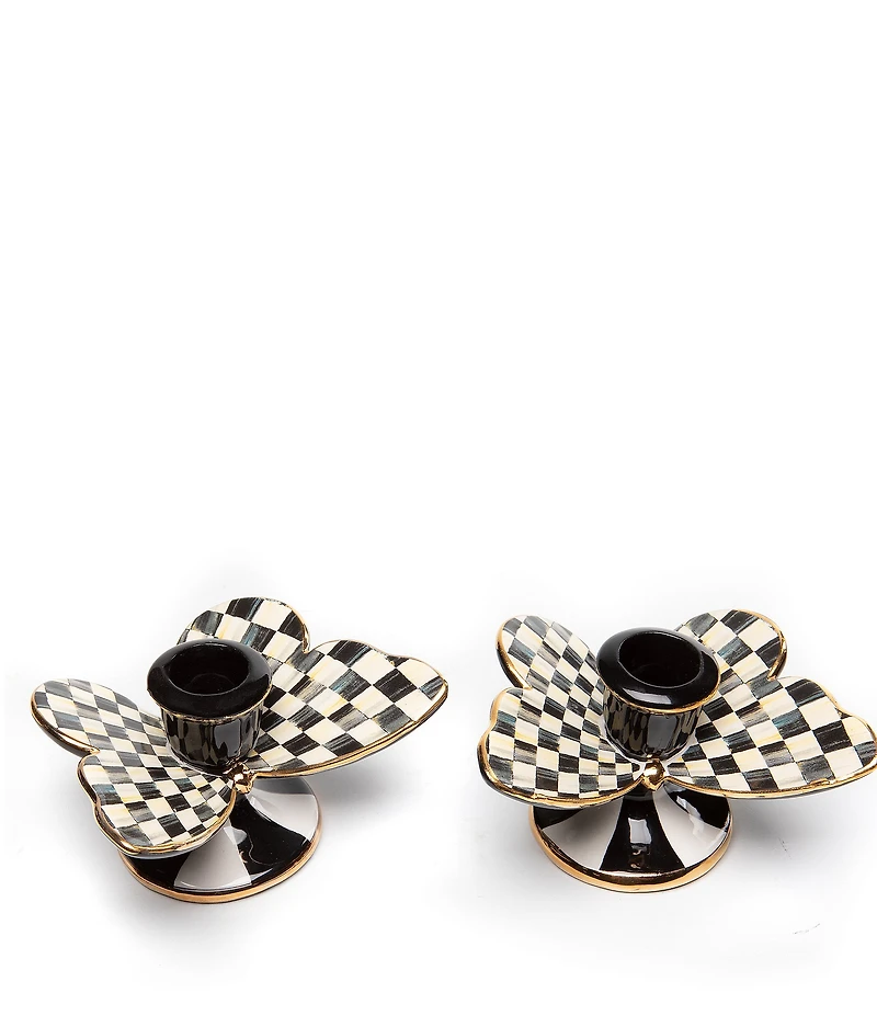 MacKenzie-Childs Courtly Check Butterfly Candle Holders
