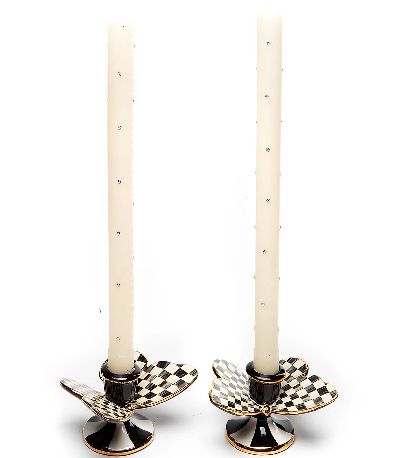 MacKenzie-Childs Courtly Check Butterfly Candle Holders