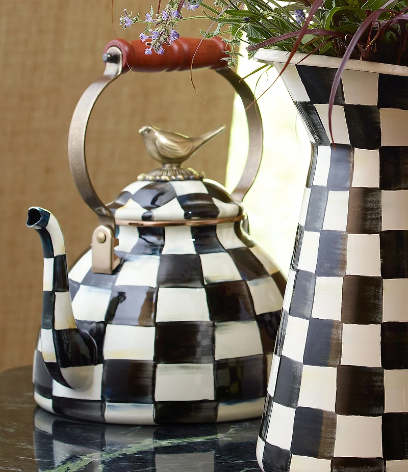 MacKenzie-Childs Courtly Check® Enamel Tea Kettle, 3 Qt.
