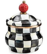 MacKenzie-Childs Courtly Check Enamel Red Knob Lidded Sugar Bowl