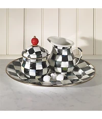 MacKenzie-Childs Courtly Check Enamel Red Knob Lidded Sugar Bowl