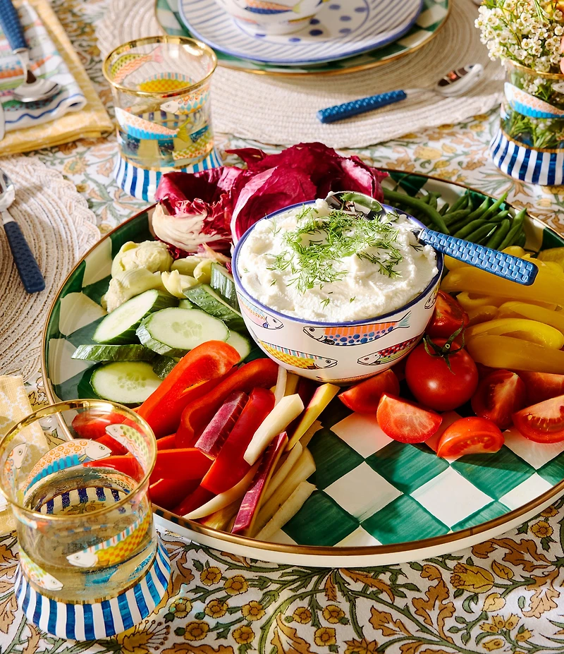 MacKenzie-Childs Check Enamel Round Tray