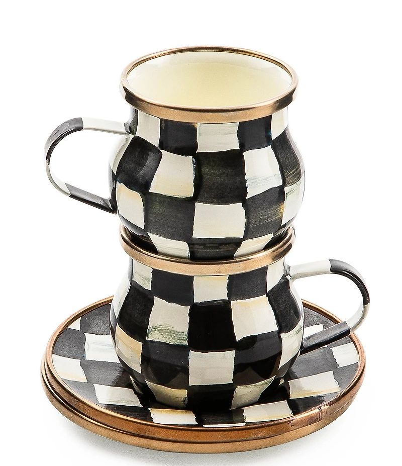 MacKenzie-Childs Courtly Check Espresso Cup & Saucer Set