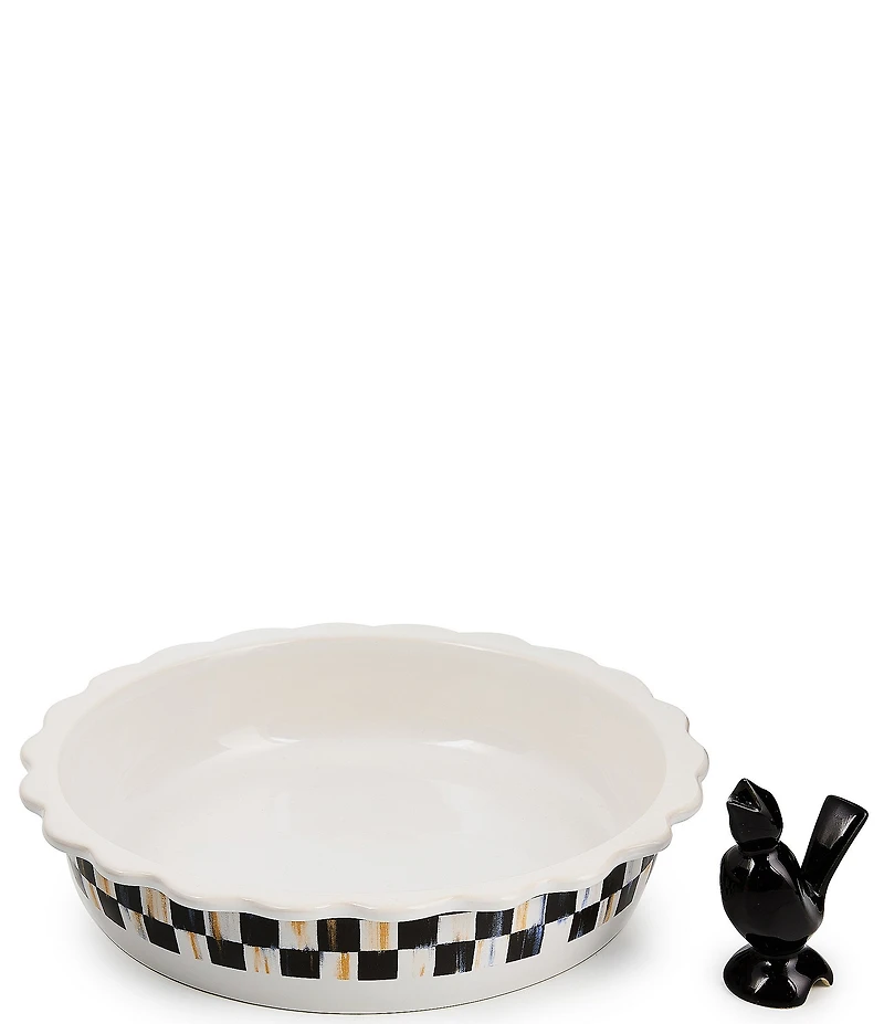 Mackenzie-Childs Courtly Check Everyday Pie Plate with Pie Bird