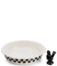 Mackenzie-Childs Courtly Check Everyday Pie Plate with Pie Bird