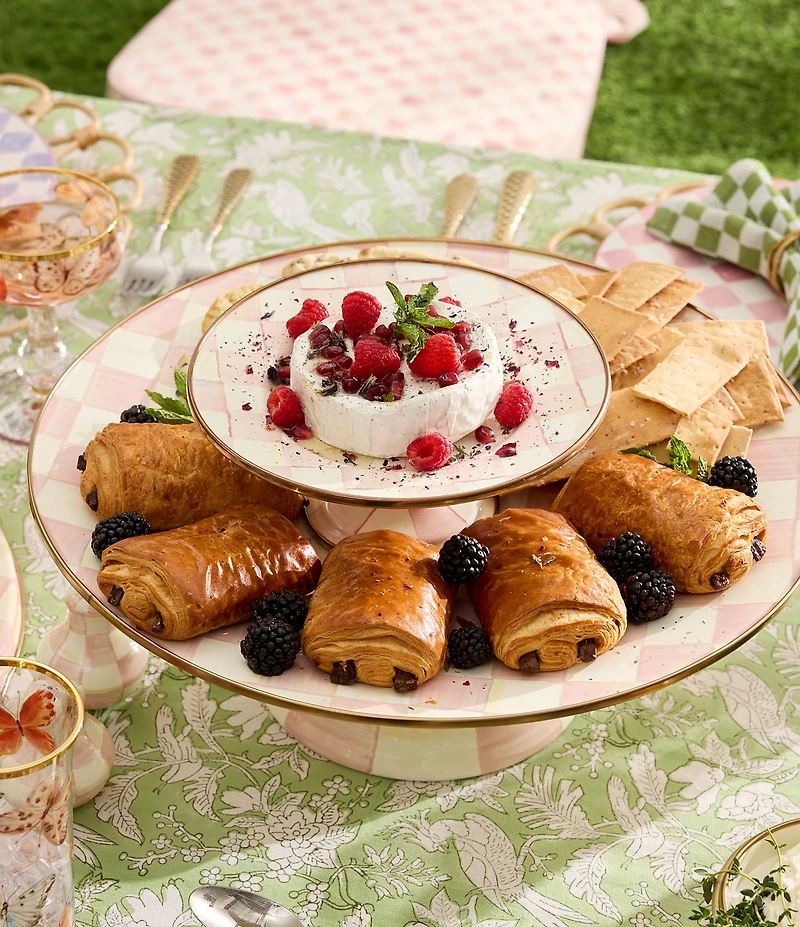 MacKenzie-Childs Check Enamel Pedestal Platter